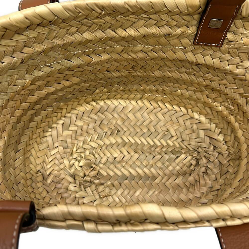 Loewe Basket Tote Bag Beige Dark Brown Straw Leather - Picture 7 of 10